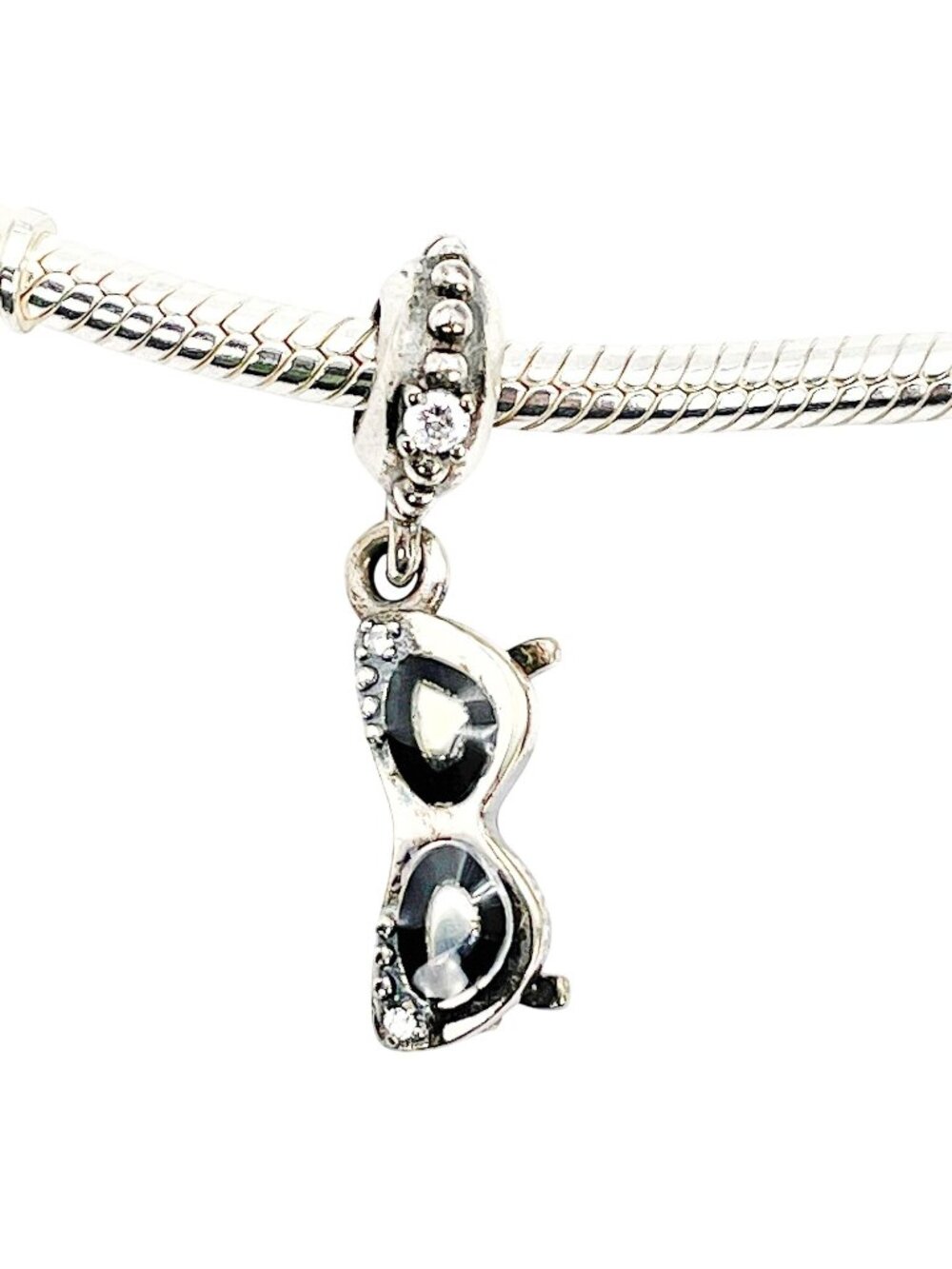 Pandora Retired Sunshine Diva Sterling Silver CZ Sunglasses Dangle Charm